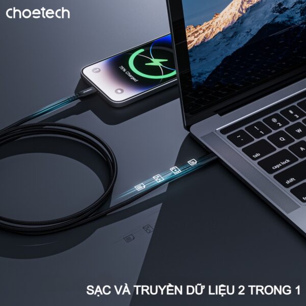 Cáp sạc nhanh và truyền dữ liệu Type C to Lightning Choetech XCL-1021 công suất 20W dài 1m8 (Hàng chính hãng)