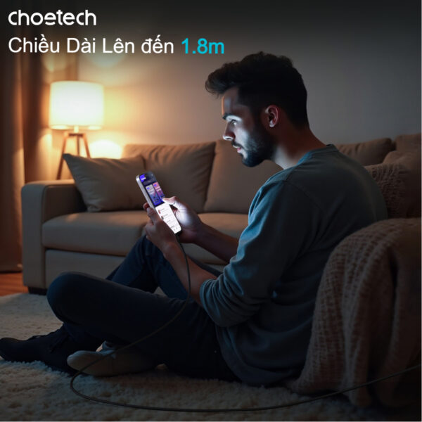 Cáp sạc nhanh và truyền dữ liệu Type C to Lightning Choetech XCL-1021 công suất 20W dài 1m8 (Hàng chính hãng)