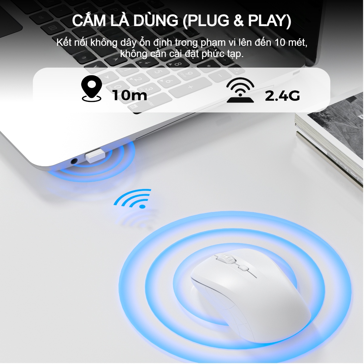 Chuột không dây Choetech KB-002 nhỏ gọn và tiết kiệm pin (Hàng chính hãng) 4 Chuột không dây Choetech KB-002 nhỏ gọn và tiết kiệm pin (Hàng chính hãng)