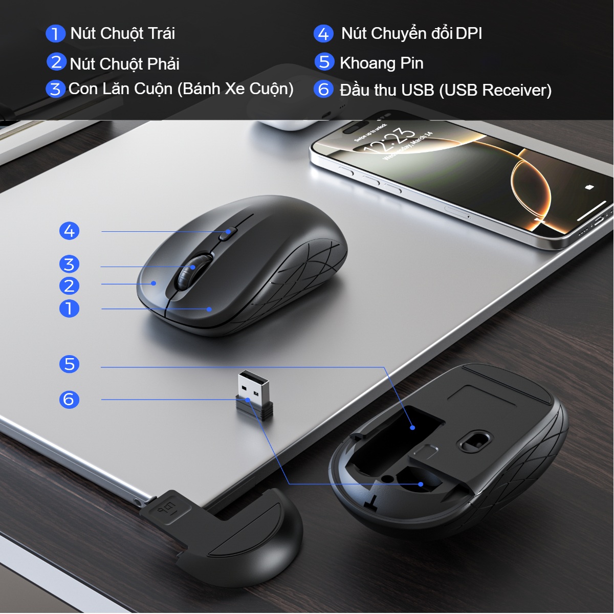 Chuột không dây Choetech KB-002 nhỏ gọn và tiết kiệm pin (Hàng chính hãng) 7 Chuột không dây Choetech KB-002 nhỏ gọn và tiết kiệm pin (Hàng chính hãng)