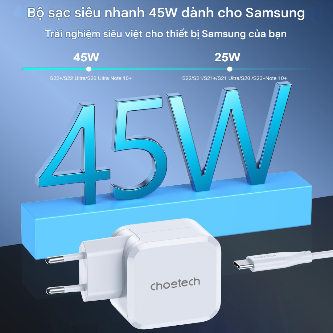 Củ sạc USB C 45w Choetech PD8007 sạc nhanh cho tất cả các thiết bị (Hàng chính hãng) 3 Củ sạc USB C 45w Choetech PD8007 sạc nhanh cho tất cả các thiết bị (Hàng chính hãng)