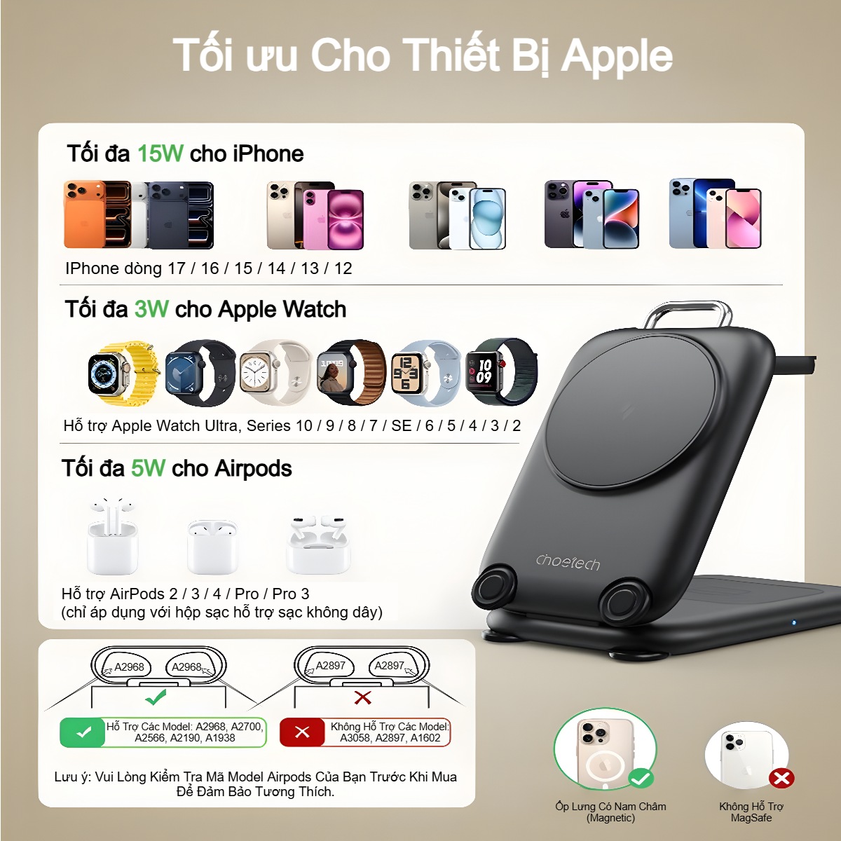 Đế sạc không dây từ tính 3 in 1 gấp gọn Choetech T816-F công suất 15W tiện lợi khi đi du lịch (Hàng chính hãng) 27 Đế sạc không dây từ tính 3 in 1 gấp gọn Choetech T816-F công suất 15W tiện lợi khi đi du lịch (Hàng chính hãng)