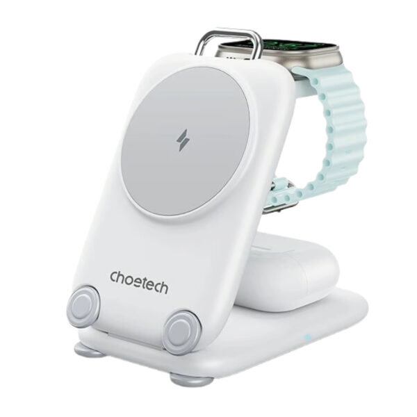 Đế sạc không dây từ tính 3 in 1 gấp gọn Choetech T816-F công suất 15W tiện lợi khi đi du lịch (Hàng chính hãng)
