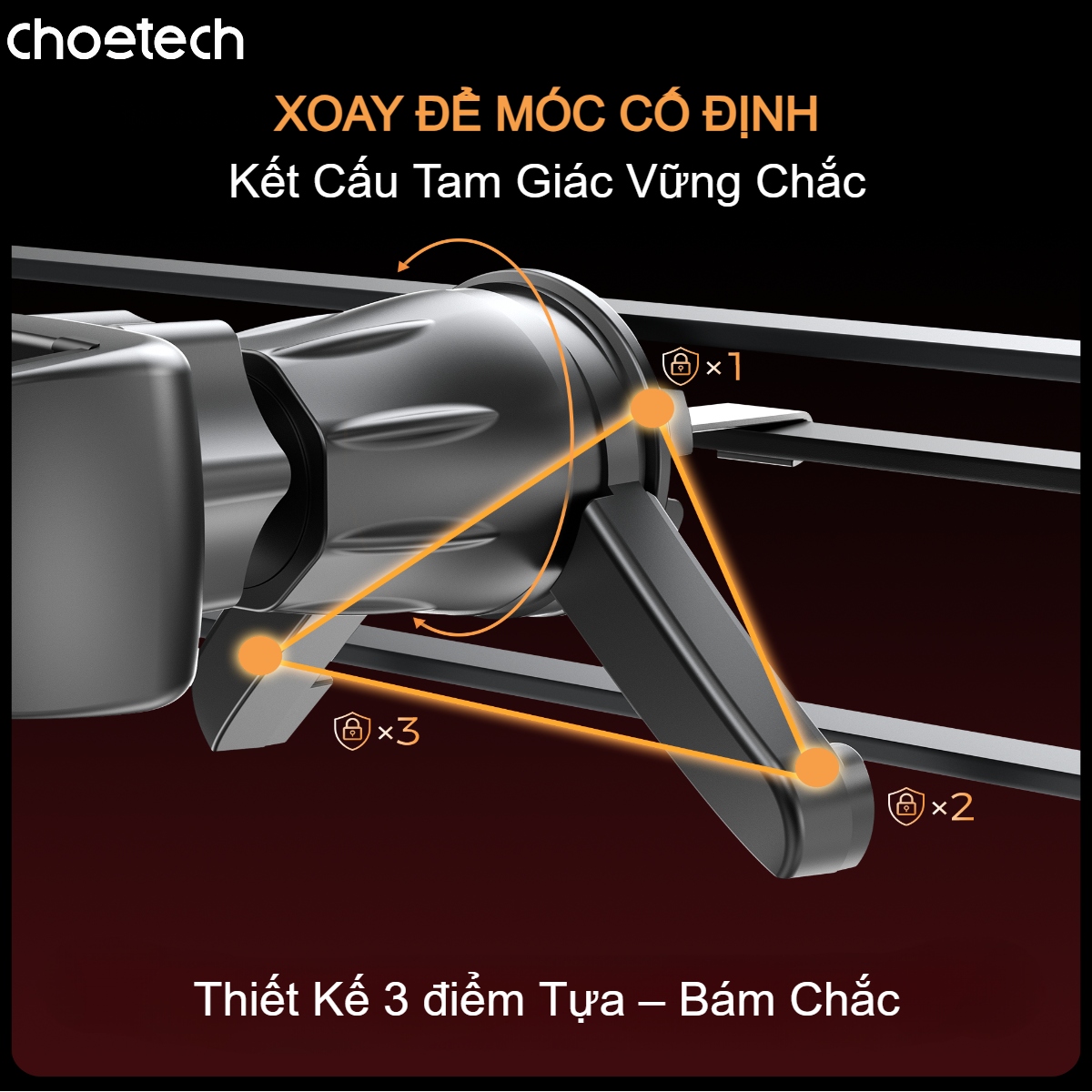 Giá đỡ điện thoại cho ô tô gắn cửa gió Choetech H091 (Hàng chính hãng) 9 Giá đỡ điện thoại cho ô tô gắn cửa gió Choetech H091 (Hàng chính hãng)