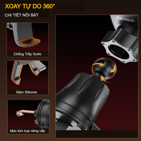 Giá đỡ điện thoại cho ô tô gắn cửa gió Choetech H091 (Hàng chính hãng) 13 Giá đỡ điện thoại cho ô tô gắn cửa gió Choetech H091 (Hàng chính hãng)