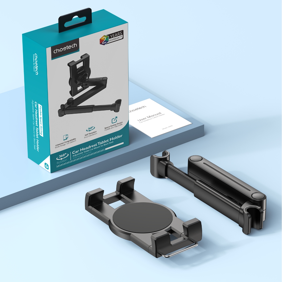 Giá đỡ điện thoại và máy tính bảng cho ghế sau ô tô Choetech H090 kéo giãn linh hoạt tiện lợi cho mọi hành trình (Hàng chính hãng)