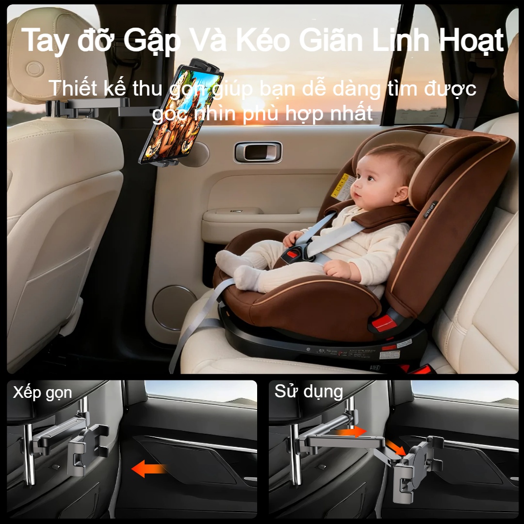 Giá đỡ điện thoại và máy tính bảng cho ghế sau ô tô Choetech H090 kéo giãn linh hoạt tiện lợi cho mọi hành trình (Hàng chính hãng)
