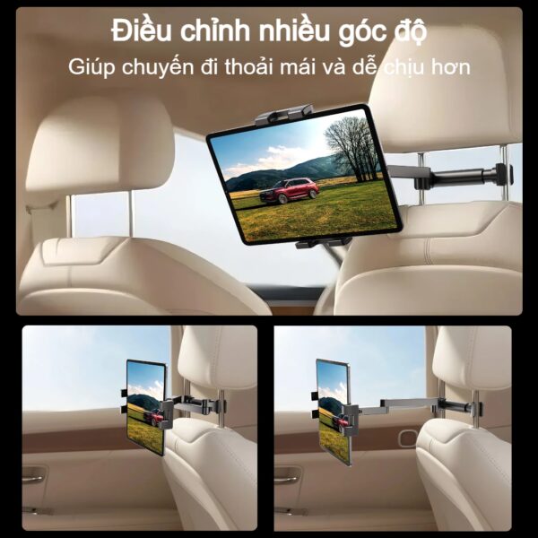 Giá đỡ điện thoại và máy tính bảng cho ghế sau ô tô Choetech H090 kéo giãn linh hoạt tiện lợi cho mọi hành trình (Hàng chính hãng)