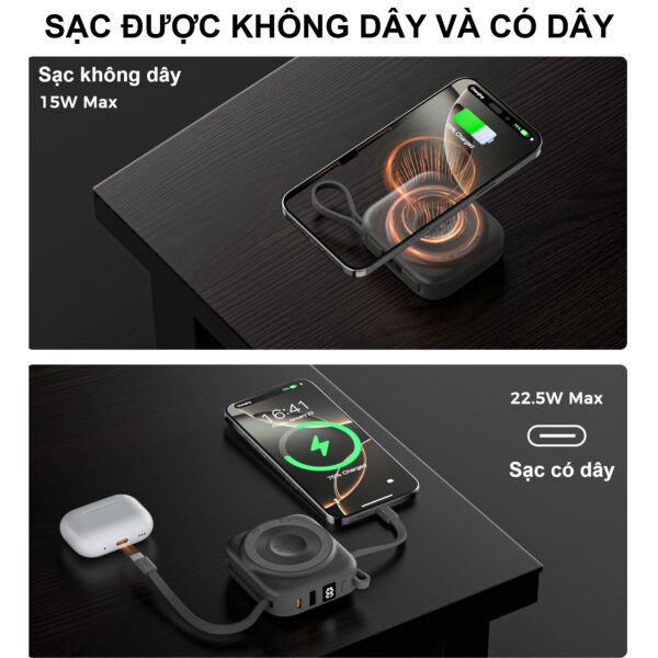 Pin dự phòng đa năng 2 in 1 Choetech B697C công suất 22.5W tích hợp 2 cáp Type C dùng sạc cho điện thoại và Apple Watch (Hàng chính hãng) 15 Pin dự phòng đa năng 2 in 1 Choetech B697C công suất 22.5W tích hợp 2 cáp Type C dùng sạc cho điện thoại và Apple Watch (Hàng chính hãng)