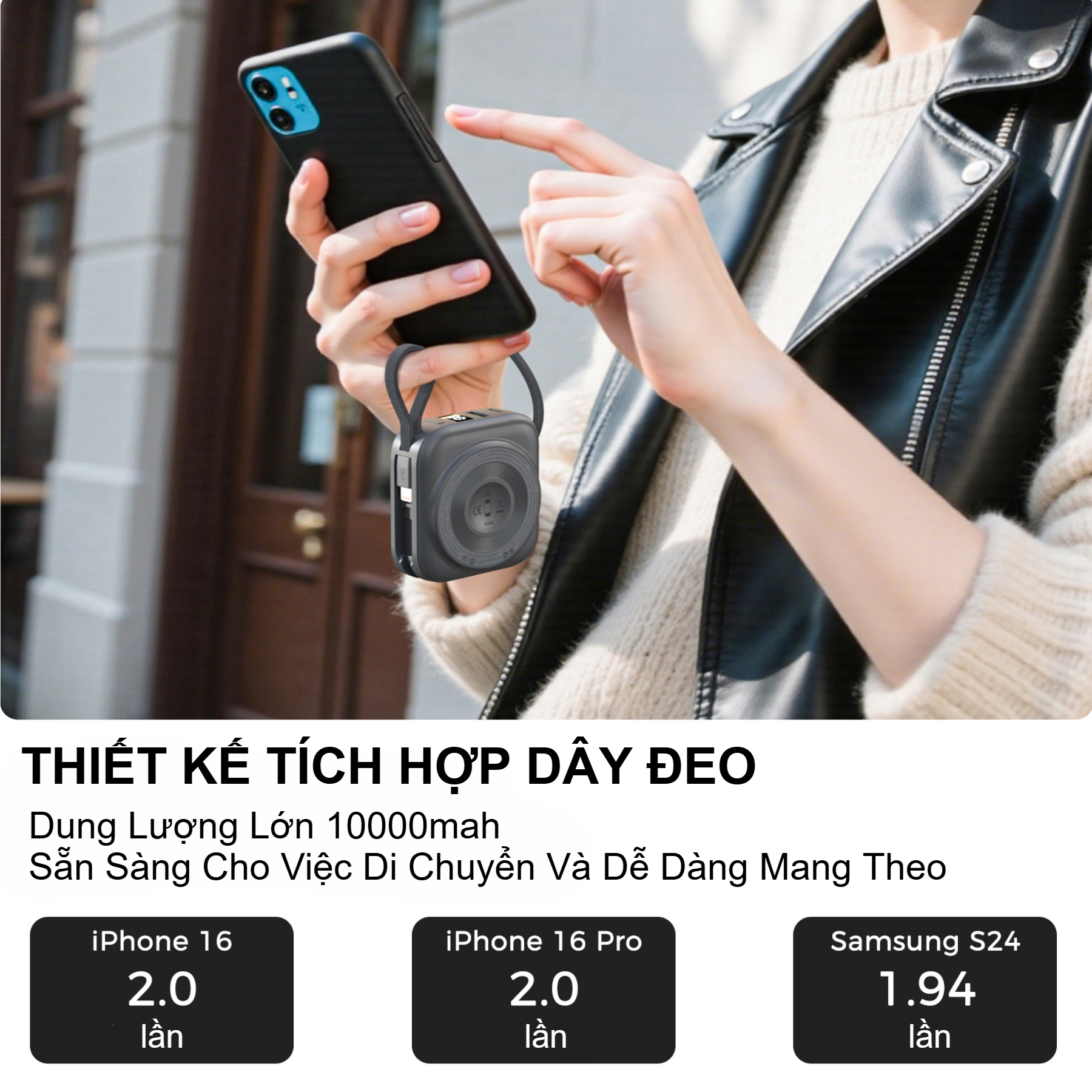 Pin dự phòng đa năng 2 in 1 Choetech B697C công suất 22.5W tích hợp 2 cáp Type C dùng sạc cho điện thoại và Apple Watch (Hàng chính hãng) 5 Pin dự phòng đa năng 2 in 1 Choetech B697C công suất 22.5W tích hợp 2 cáp Type C dùng sạc cho điện thoại và Apple Watch (Hàng chính hãng)