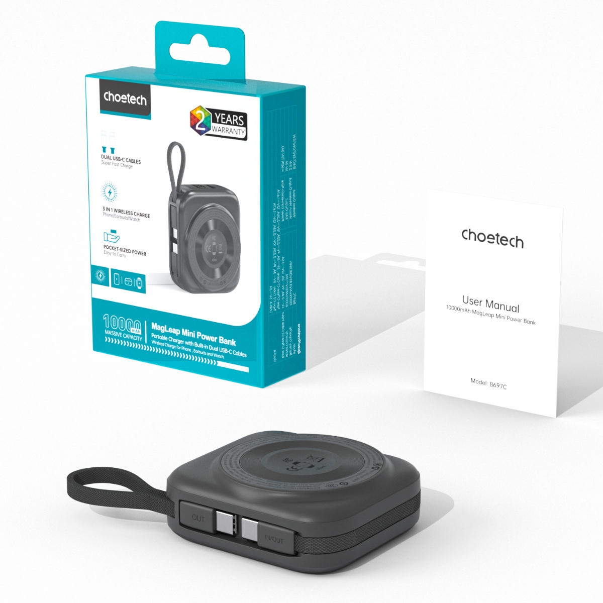 Pin dự phòng đa năng 2 in 1 Choetech B697C công suất 22.5W tích hợp 2 cáp Type C dùng sạc cho điện thoại và Apple Watch (Hàng chính hãng) 27 Pin dự phòng đa năng 2 in 1 Choetech B697C công suất 22.5W tích hợp 2 cáp Type C dùng sạc cho điện thoại và Apple Watch (Hàng chính hãng)