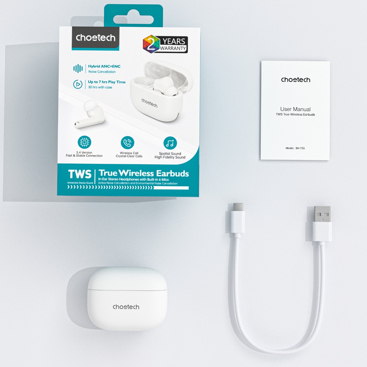 Tai nghe Bluetooth chống ồn ENC+ANC Choetech BH-T55 kết nối ổn định, âm thanh chất lượng cao (Hàng chính hãng) 10 Tai nghe Bluetooth chống ồn ENC+ANC Choetech BH-T55 kết nối ổn định, âm thanh chất lượng cao (Hàng chính hãng)