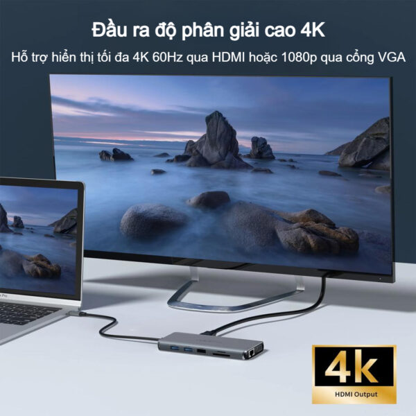 Hub Chuyển Đổi 12 in 1 Choetech M26 (Type C To HDMI, VGA, USB, SD, RJ45, Jack 3.5mm, USB C)- Hàng Chính Hãng 17 Hub Chuyển Đổi 12 in 1 Choetech M26 (Type C To HDMI, VGA, USB, SD, RJ45, Jack 3.5mm, USB C)- Hàng Chính Hãng