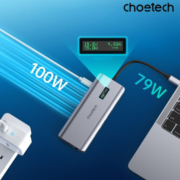 Hub Chuyển Đổi 12 in 1 Choetech M26 (Type C To HDMI, VGA, USB, SD, RJ45, Jack 3.5mm, USB C)- Hàng Chính Hãng 19 Hub Chuyển Đổi 12 in 1 Choetech M26 (Type C To HDMI, VGA, USB, SD, RJ45, Jack 3.5mm, USB C)- Hàng Chính Hãng