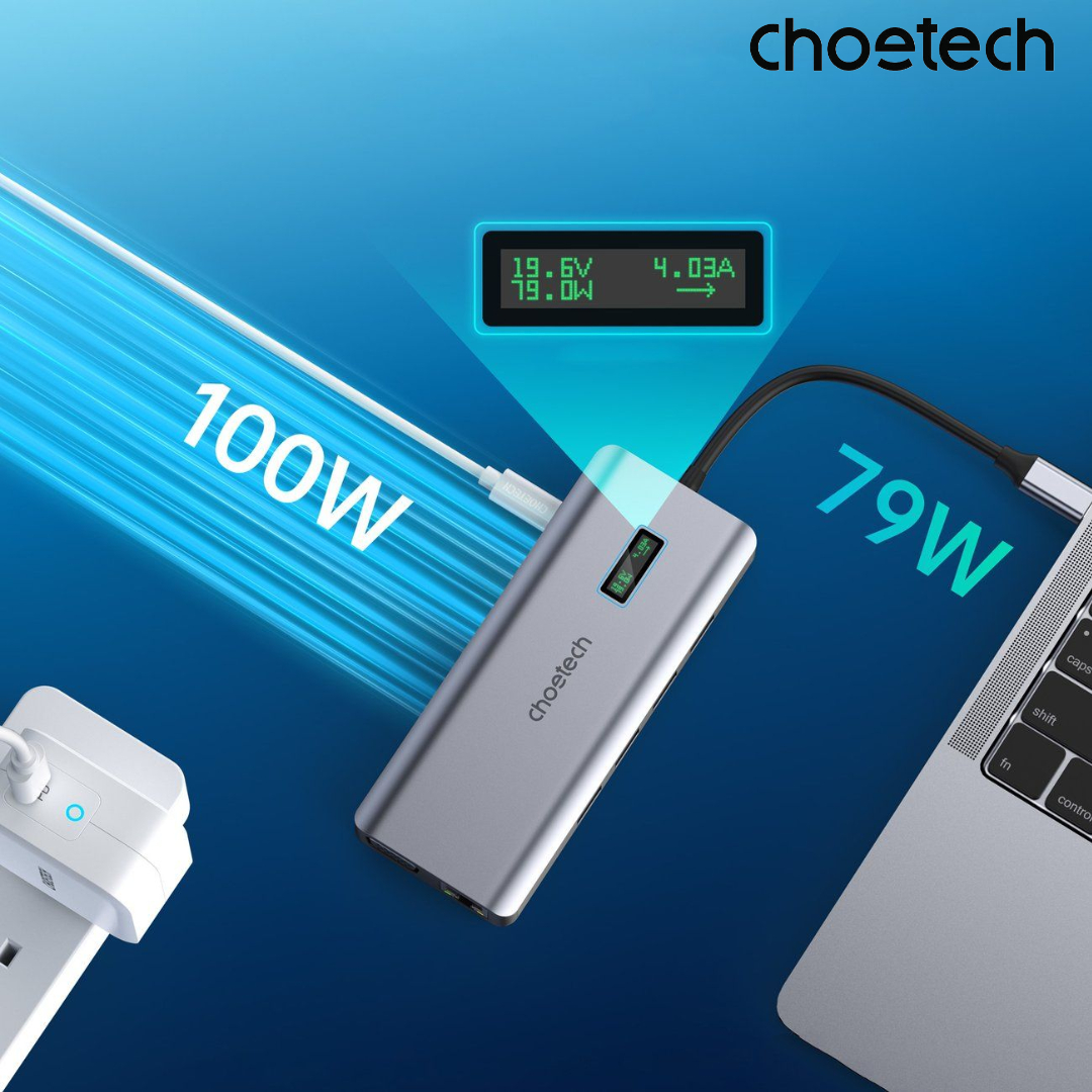 Hub Chuyển Đổi 12 in 1 Choetech M26 (Type C To HDMI, VGA, USB, SD, RJ45, Jack 3.5mm, USB C)- Hàng Chính Hãng 10 Hub Chuyển Đổi 12 in 1 Choetech M26 (Type C To HDMI, VGA, USB, SD, RJ45, Jack 3.5mm, USB C)- Hàng Chính Hãng