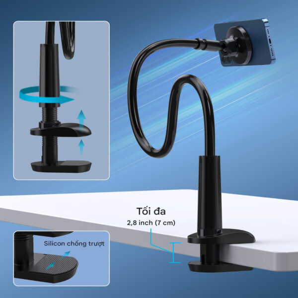 Kẹp điện thoại hít nam châm Choetech H049 thân uốn dẻo linh hoạt và xoay 360 độ (Hàng chính hãng)