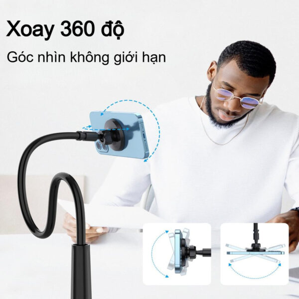Kẹp điện thoại hít nam châm Choetech H049 thân uốn dẻo linh hoạt và xoay 360 độ (Hàng chính hãng)