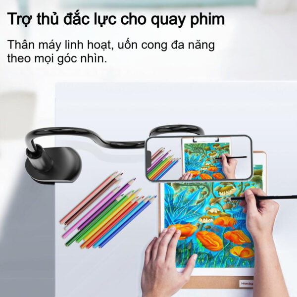 Kẹp điện thoại hít nam châm Choetech H049 thân uốn dẻo linh hoạt và xoay 360 độ (Hàng chính hãng)