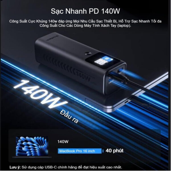 Pin sạc dự phòng siêu nhanh công suất 140w Choetech B670 dung lượng 27000mAh (Hàng chính hãng)