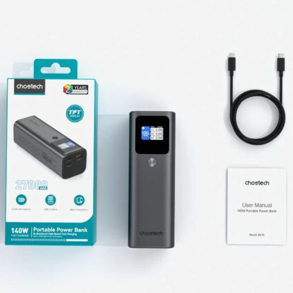 Pin sạc dự phòng siêu nhanh công suất 140w Choetech B670 dung lượng 27000mAh (Hàng chính hãng)
