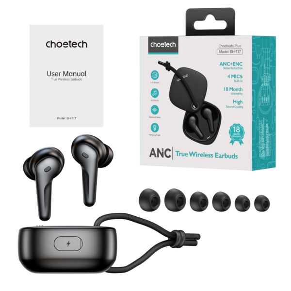 Tai Nghe Bluetooth Choetech BH-T17 Hộp Sạc Xoay Độc Đáo – Chống Ồn ANC/ ENC (Hàng Chính Hãng)
