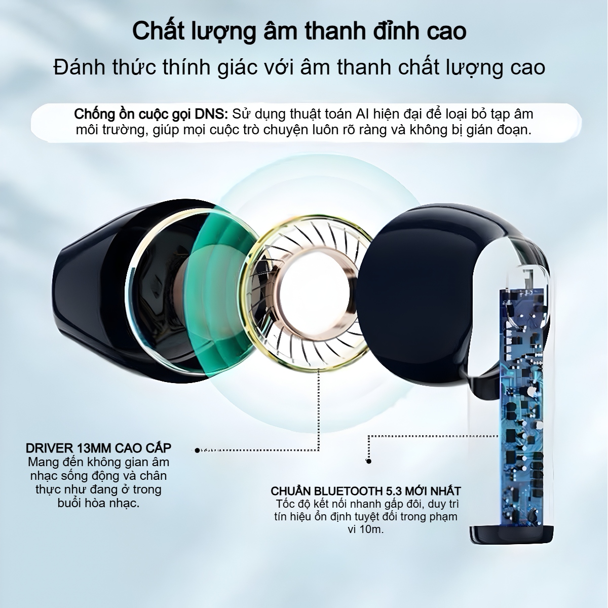 Tai Nghe Bluetooth Không Dây Choetech BH-T24 True Wireless Earphones Bluetooth 5.3, Âm Thanh Chất Lượng Cao (Hàng chính hãng)