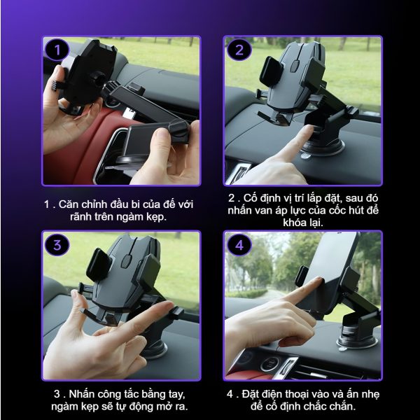 Giá đỡ điện thoại ô tô Choetech H043 xoay 360 độ kẹp chắc chắn gắn taplo hoặc kính lái (Hàng chính hãng)