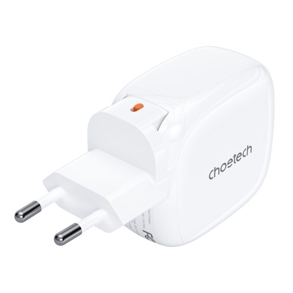 Bộ sạc nhanh Choetech PD6123 GaN 65W  tích hợp dây USB C và chân cắm gập gọn (Hàng chính hãng)