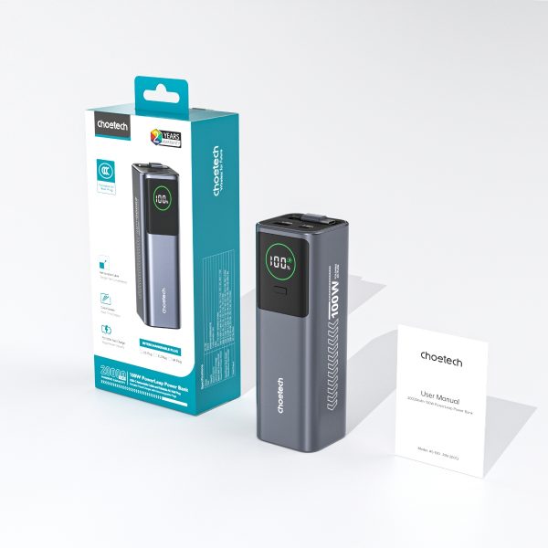 Pin dự phòng kiêm củ sạc 100w Choetech B1012 dung lượng 20000mAh tích hợp cáp sạc đa năng cao cấp (Hàng chính hãng)