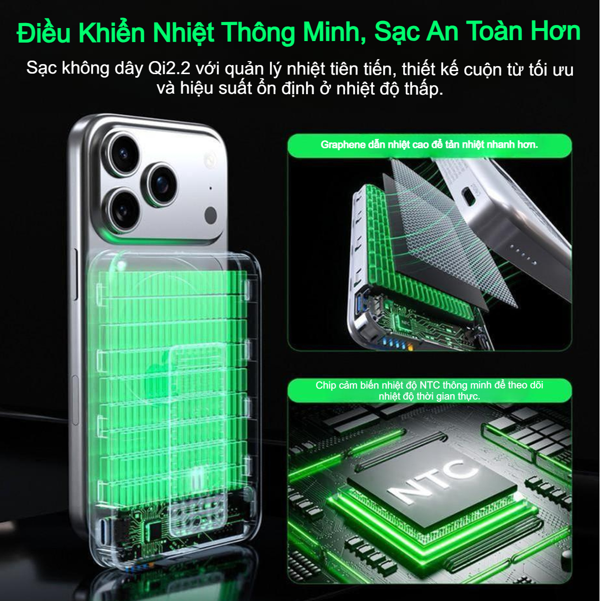 Pin dự phòng sạc không dây Choetech B760 công suất 45W tích hợp chân đỡ nhỏ gọn tiện lợi (Hàng chính hãng)