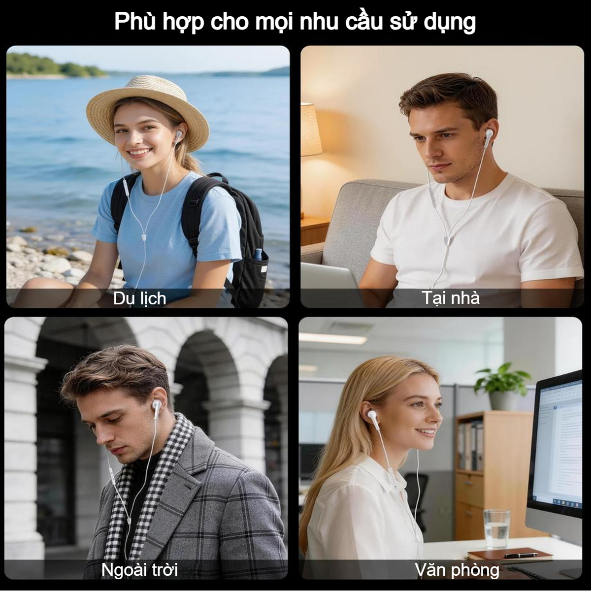 Tai nghe dây Type C Choetech OC-A017 âm thanh rõ nét thiết kế thoải mái (Hàng chính hãng)