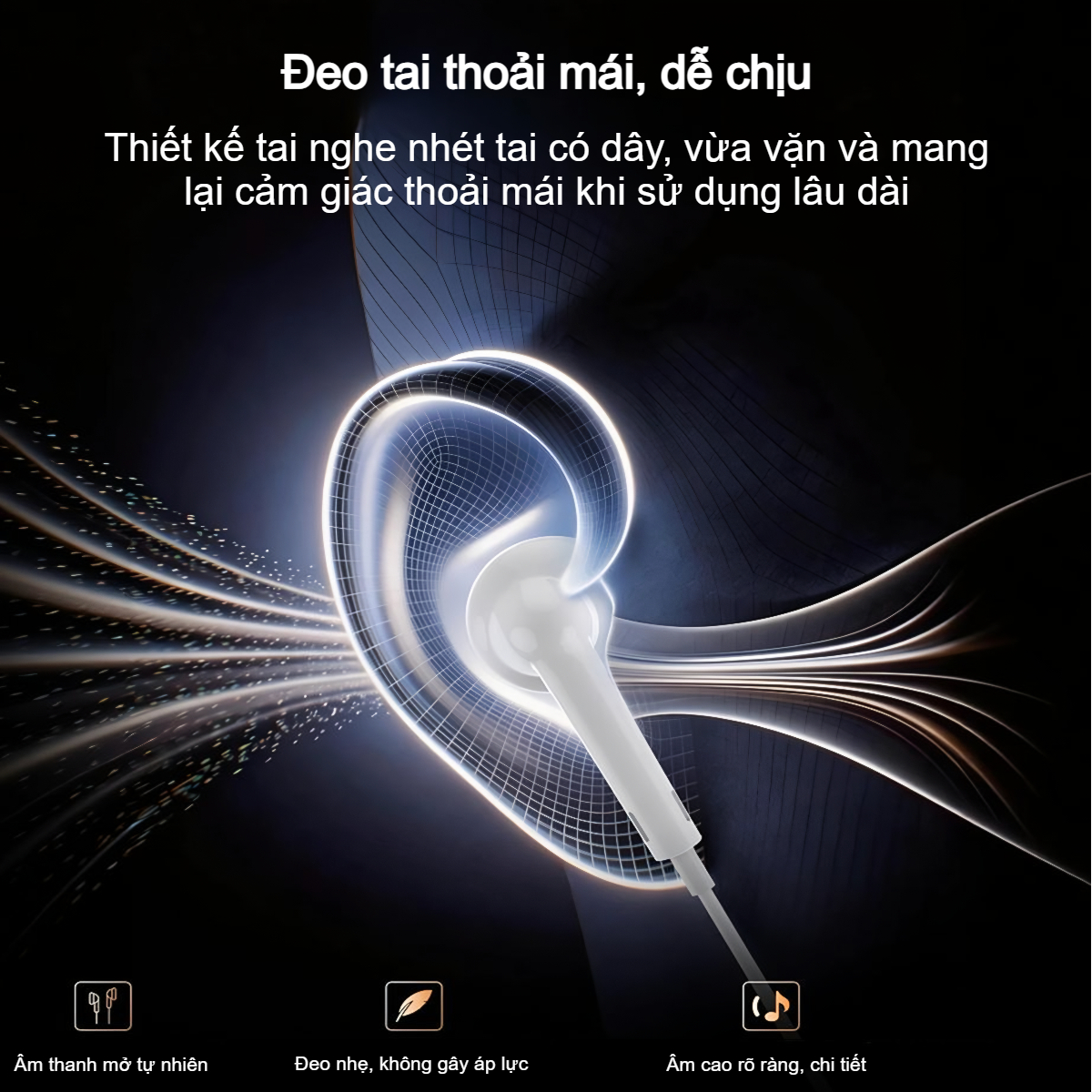 Tai nghe dây Type C Choetech OC-A017 âm thanh rõ nét thiết kế thoải mái (Hàng chính hãng)