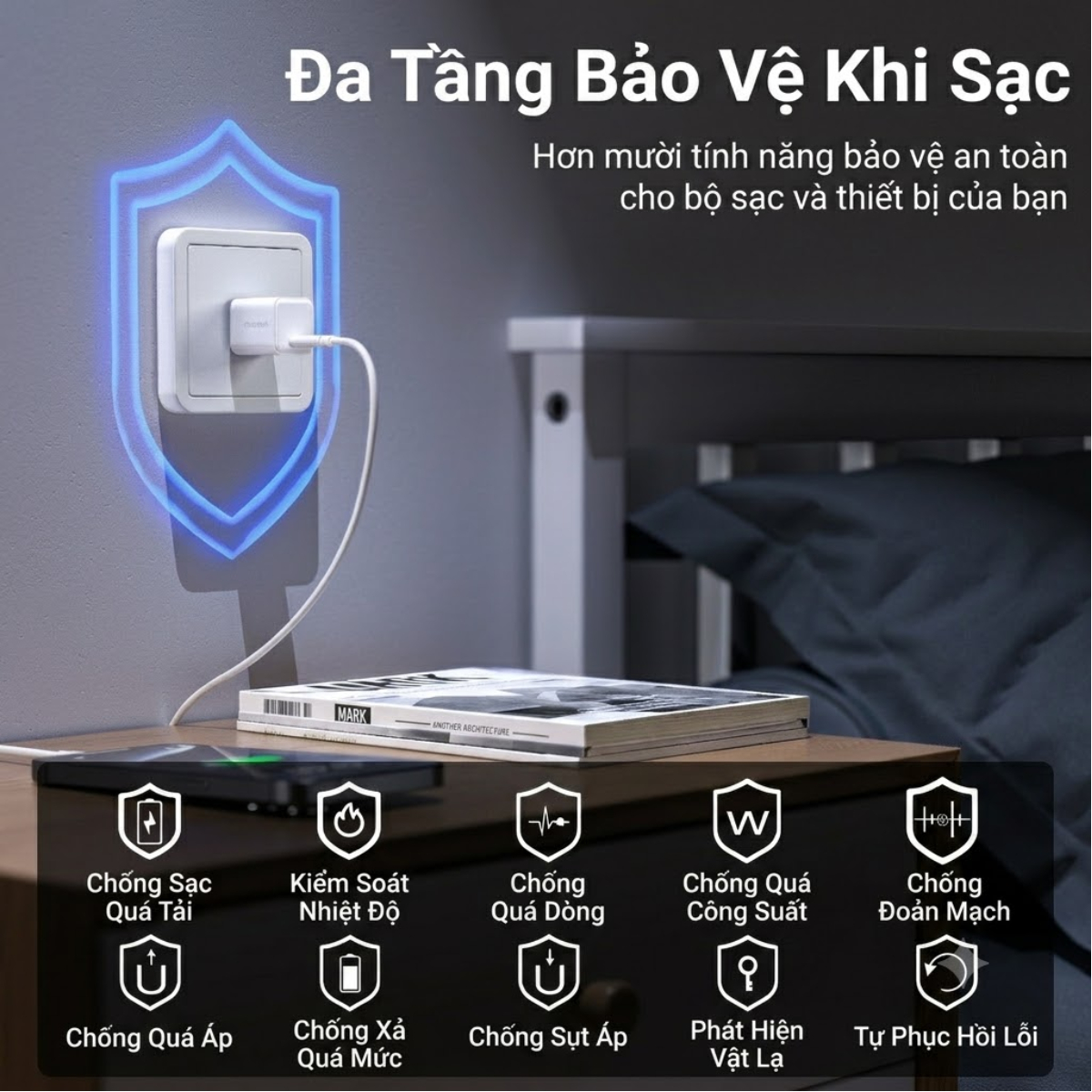 Củ sạc nhanh GaN 30W 1 cổng USB C Choetech PD3007 (Hàng chính hãng)