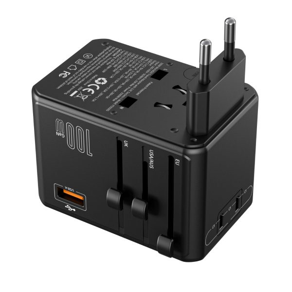 Bộ sạc du lịch đa năng Choetech WorldGO PD100W PD5065 ổ cắm quốc tế (3 USB C + 1 USB A + 3 AC)- Hàng chính hãng