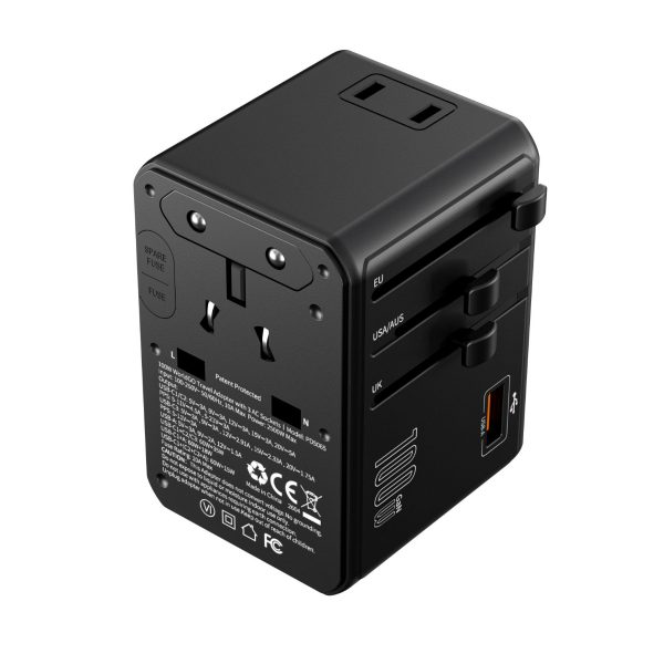 Bộ sạc du lịch đa năng Choetech WorldGO PD100W PD5065 ổ cắm quốc tế (3 USB C + 1 USB A + 3 AC)- Hàng chính hãng