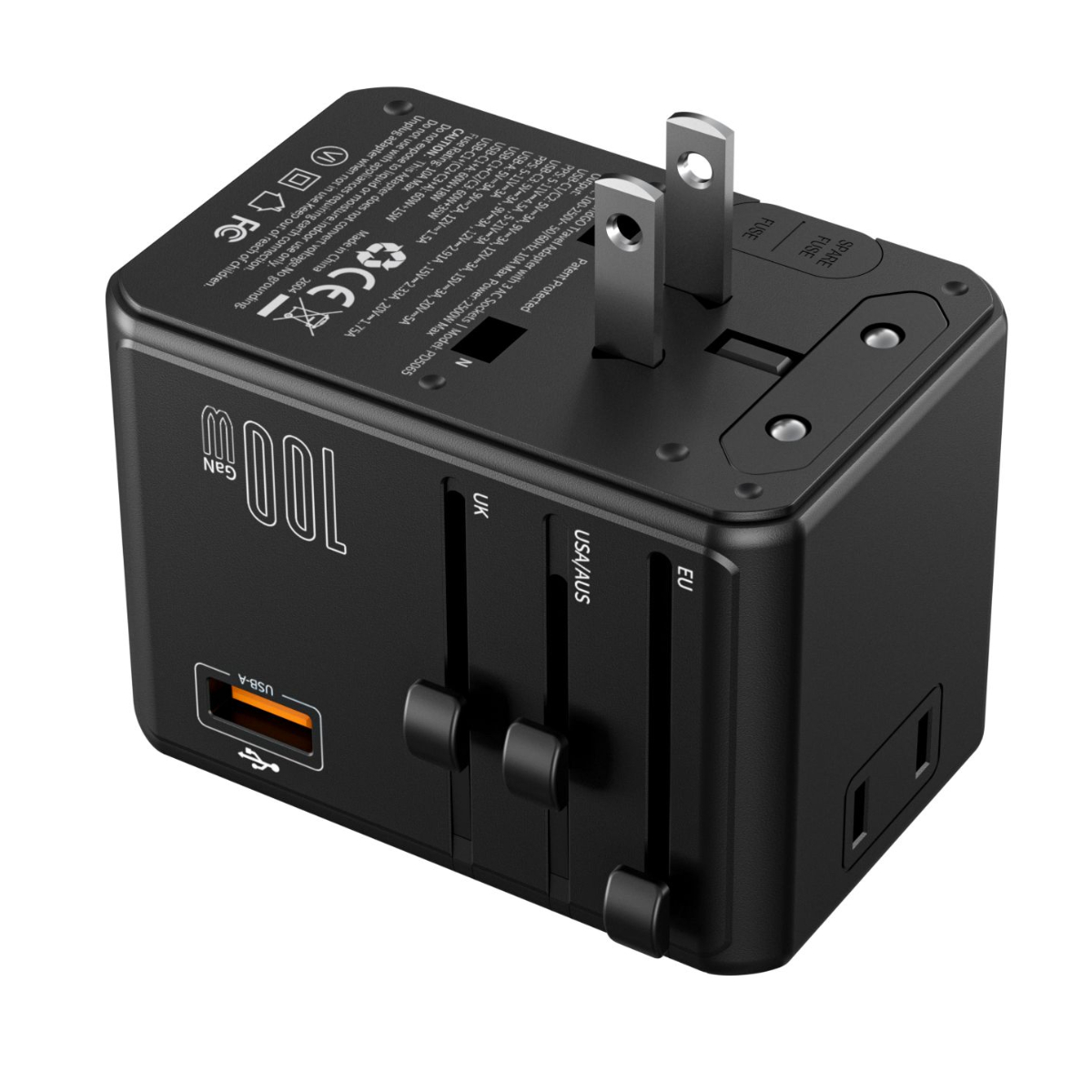 Bộ sạc du lịch đa năng Choetech WorldGO PD100W PD5065 ổ cắm quốc tế (3 USB C + 1 USB A + 3 AC)- Hàng chính hãng