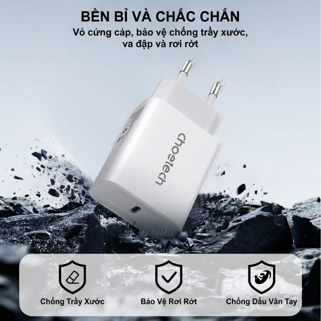 Củ sạc nhanh USB C Choetech PD3041 PD3042 Power Delivery 30W 45W – Hàng chính hãng