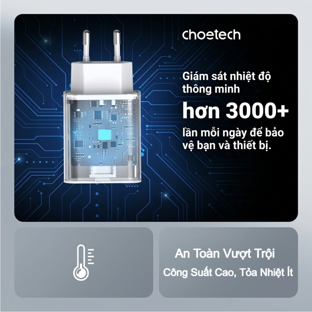 Củ sạc nhanh USB C Choetech PD3041 PD3042 Power Delivery 30W 45W – Hàng chính hãng