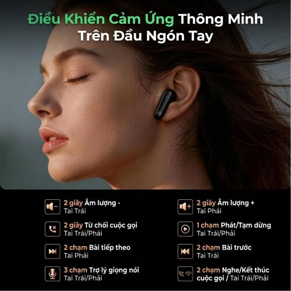 Tai nghe Bluetooth True Wireless Choetech BH-T86 Bluetooth 5.3, 4 Micro ENC, Âm Thanh HiFi (Hàng chính hãng)