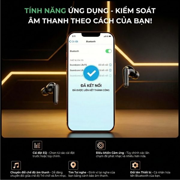 Tai nghe Bluetooth True Wireless Choetech BH-T86 Bluetooth 5.3, 4 Micro ENC, Âm Thanh HiFi (Hàng chính hãng)