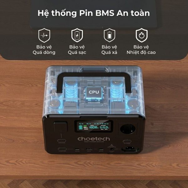 Trạm Điện Di Động Choetech BS007 400W Hỗ Trợ UPS Và Sạc Năng Lượng Mặt Trời (Hàng Chính Hãng)